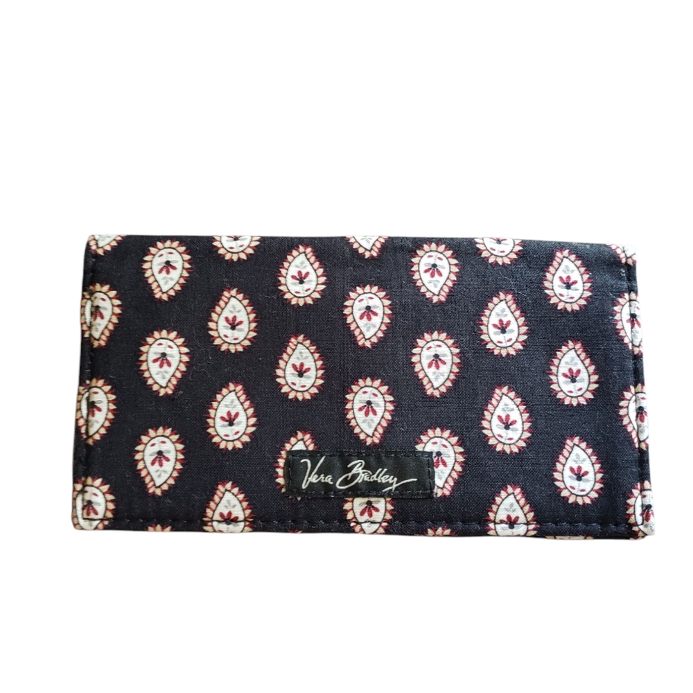 Vera Bradley Classic Black Paisley Checkbook Cover, Cotton